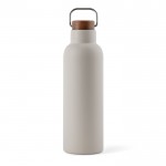 Flasche aus recyceltem Edelstahl mit Holzdeckel, 800 ml farbe grau