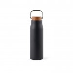 Flasche aus recyceltem Edelstahl mit Holzdeckel, 300 ml farbe schwarz
