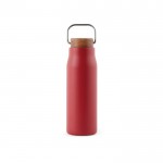 Flasche aus recyceltem Edelstahl mit Holzdeckel, 300 ml farbe rot