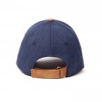 Mütze aus recycelter Baumwolle mit Kunstleder-Details farbe marineblau fünfte Ansicht