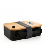 Lunchbox mit Bambusdeckel und Gabel Ansicht mit Druckbereich