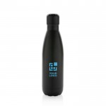 Recycelte Edelstahlflasche für Kaltgetränke, 500 ml farbe schwarz Ansicht mit Druckbereich