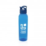 Flasche aus RPET mit Schraubverschluss, 650 ml farbe blau Ansicht mit Druckbereich