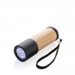 Taschenlampe aus Bambus und recyceltem Kunststoff farbe braun Ansicht mit Druckbereich