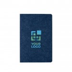 Notizbuch aus Filz und aus recycelten Materialien, A5 farbe blau Ansicht mit Druckbereich