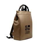 Exklusiver Mehrzweck-Rucksack aus Kunstleder mit PC-Tasche farbe braun Ansicht mit Druckbereich