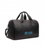 Reisetasche aus recyceltem Kunstleder mit großem Fach farbe schwarz Ansicht mit Druckbereich