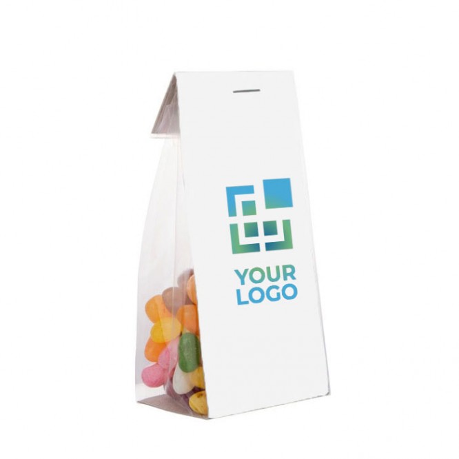 Beutel mit Jelly Beans Mischung mit bedruckbaren Karton 100g farbe transparent Hauptansicht