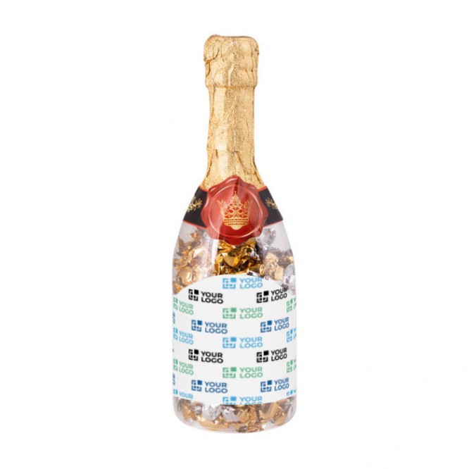 Champagnerflasche gefüllt mit Süßigkeiten farbe transparent Hauptansicht