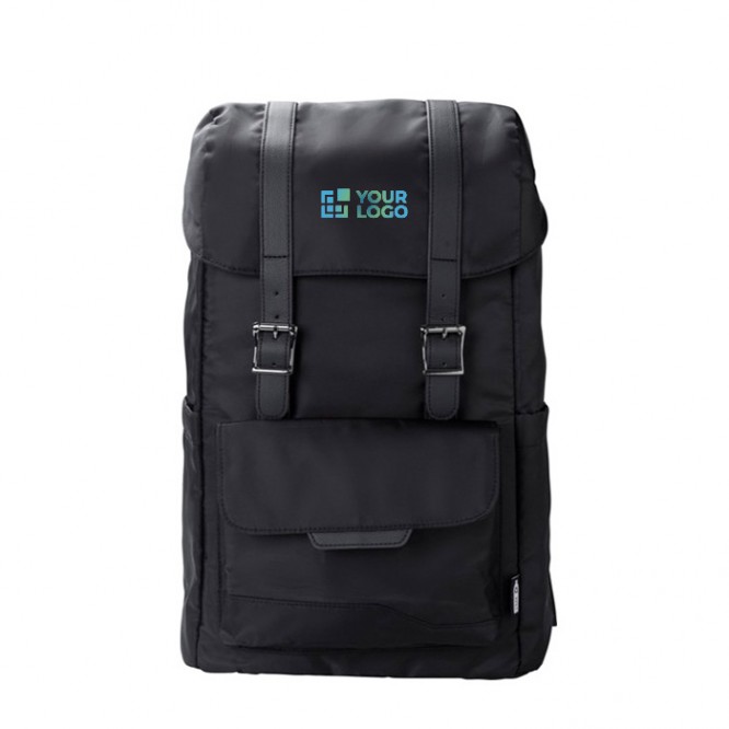 Laptop-Rucksack aus RPET mit Klappe und Tasche, 15