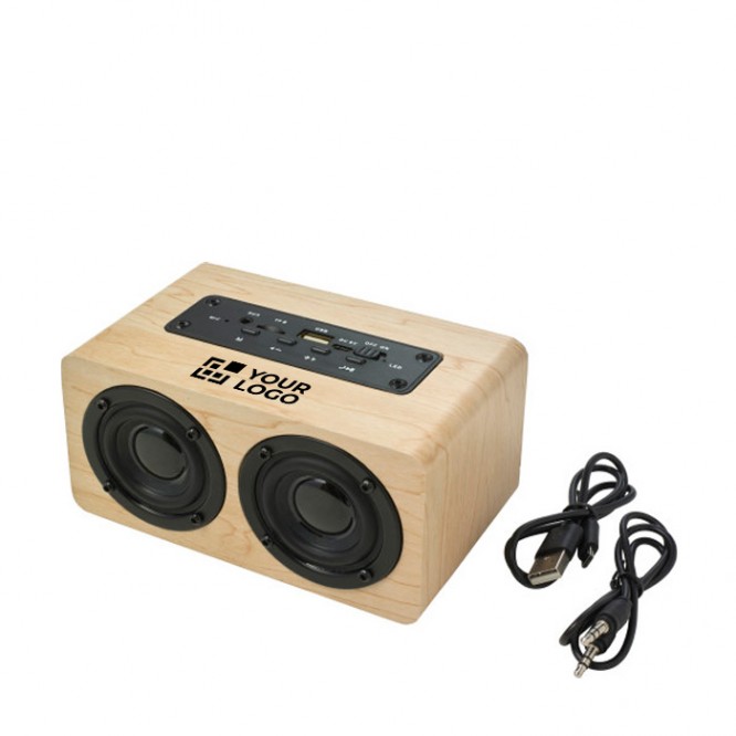 Kabelloser Lautsprecher aus Holz mit zwei Boxen
