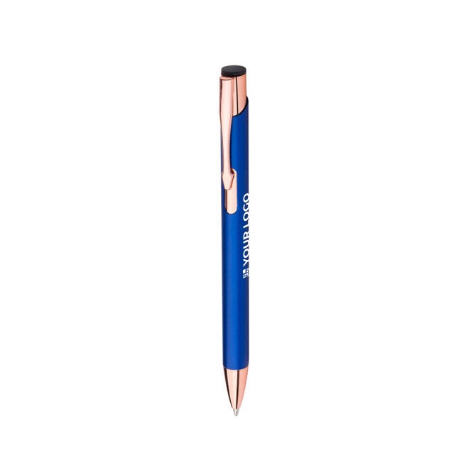 Metall-Kugelschreiber mit blauer Tinte und Roségold-Detail