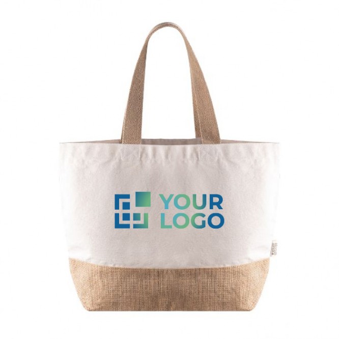 Tasche aus recycelter Baumwolle mit Jutedetails, 320 g/m2