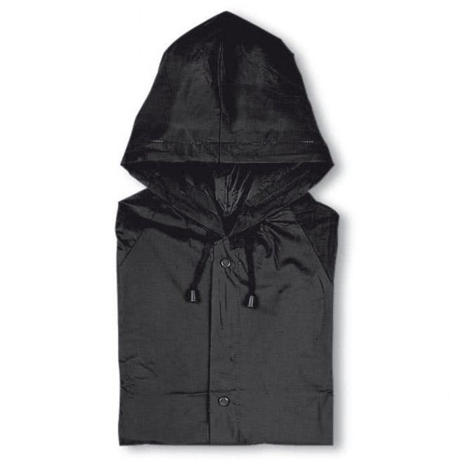 Regenjacke aus Kunststoff bedrucken Farbe schwarz