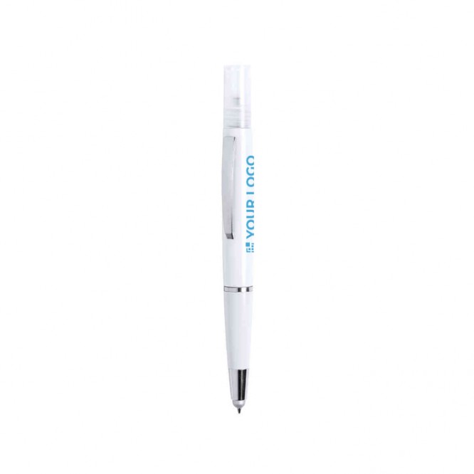 Kugelschreiber mit Zerstäuber und Touchpen, Farbe weiß 