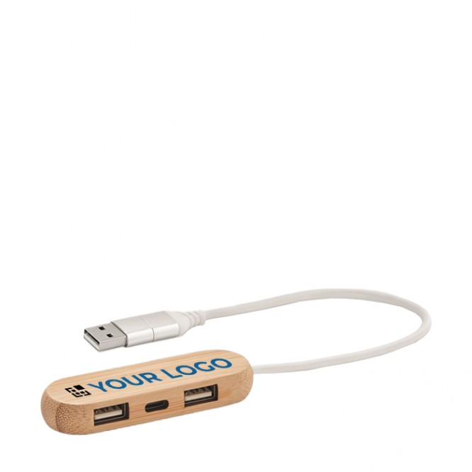 USB-Hub im Holzgehäuse mit 3 Anschlüssen
