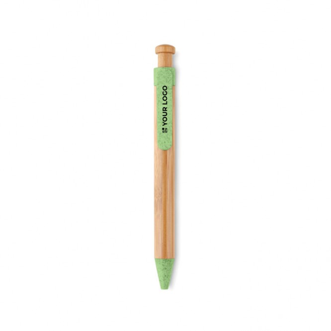 Bambus-Kugelschreiber mit Druckknopf Ansicht mit Druckbereich