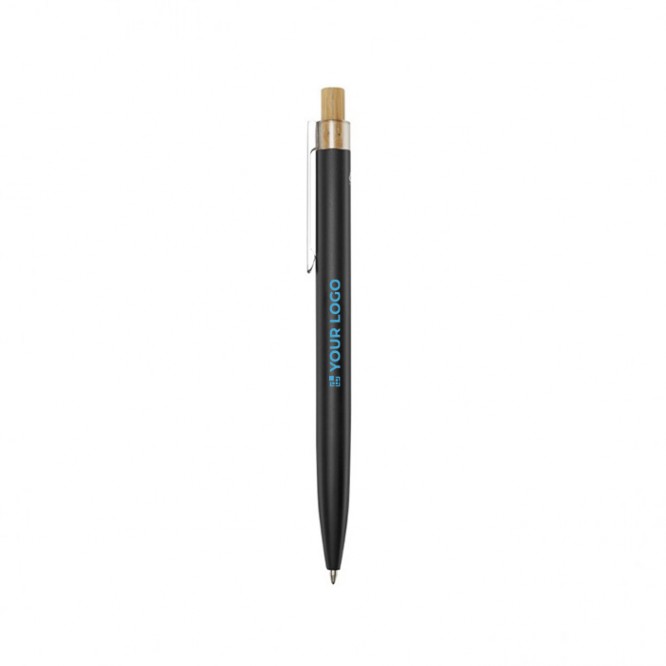 Kugelschreiber aus Aluminium und Bambus mit blauer Tinte