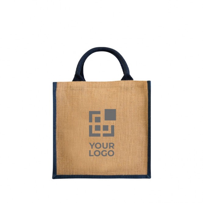 Einkaufstasche aus Jute mit aufgedrucktem Logo Ansicht mit Druckbereich
