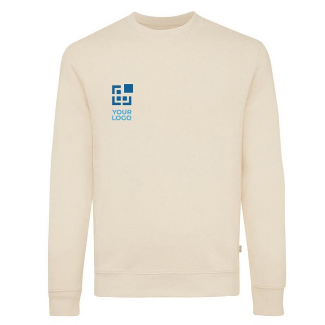Buntes Sweatshirt aus Öko-Baumwolle 340 g/m2 Iqoniq Denali farbe natürliche farbe Ansicht mit Druckbereich