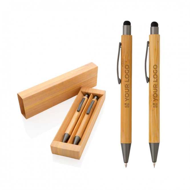 Kugelschreiber-Set und Bambus-Bleistift in einer Box