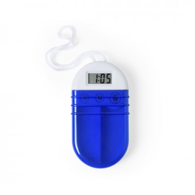 Bedruckte Pillendose mit Zeitschaltuhr Farbe blau