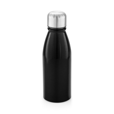 Wasserflaschen für Sport bedrucken Farbe schwarz Ansicht mit Druckbereich