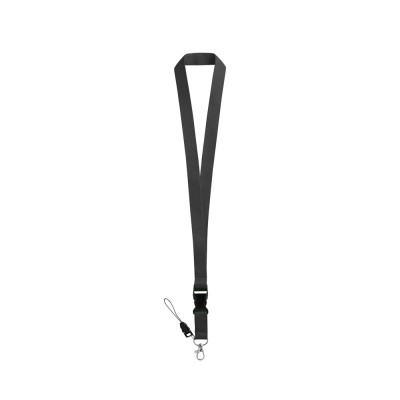 Schlüsselband als Werbegeschenk mit Mini-Lanyard (2 cm) Farbe schwarz
