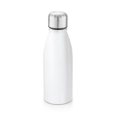 Aluminiumflasche mit Vollfarbdruck Farbe weiß Ansicht mit Druckbereich