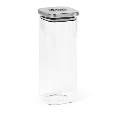 Glasbehälter mit Deckel aus recyceltem Edelstahl, 2,04 L