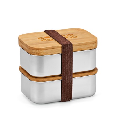 Lunchbox aus recyceltem Edelstahl mit zwei Fächern, 980 ml