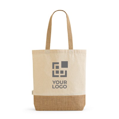 Einkaufstasche aus recycelter Baumwolle mit Jute, 180 g/m2