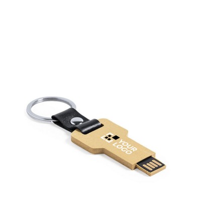 Schlüsselanhänger mit USB-Stick eco mit Logo bedrucken lassen