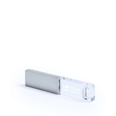 USB-Stick aus Metall und Glas mit LED-Licht