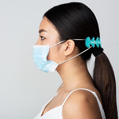 Bedruckter Ohrenschutz für das Tragen von Masken Farbe Weiß