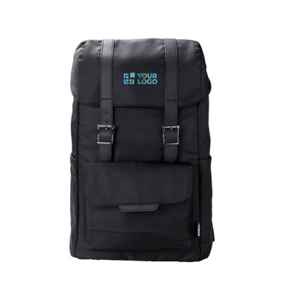 Laptop-Rucksack aus RPET mit Klappe und Tasche, 15"