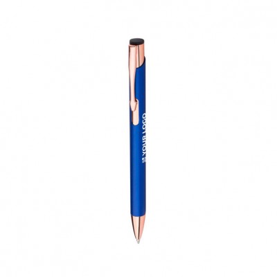 Metall-Kugelschreiber mit blauer Tinte und Roségold-Detail