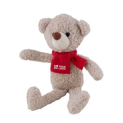 Teddybär mit rotem Schal zum Bedrucken im Lieferumfang inkl.