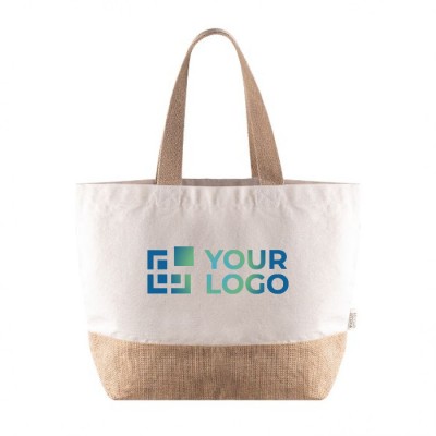 Tasche aus recycelter Baumwolle mit Jutedetails, 320 g/m2