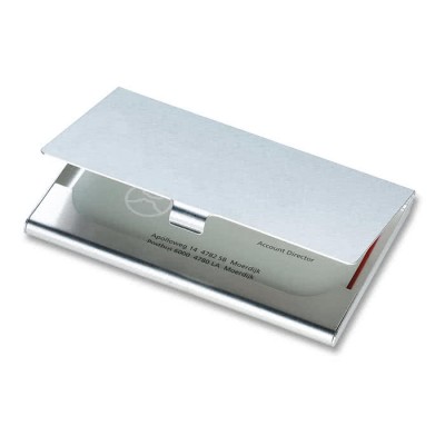 Firmenkartenhalter aus Aluminium Farbe glänzendes silber