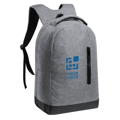 Rucksack mit Diebstahlschutz aus recyceltem Kunststoff Farbe grau zweite Detailbild
