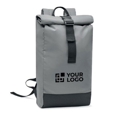 Reflektierender Rucksack mit Rolltop-Verschluss aus Polyester für 15-Zoll-Laptops 