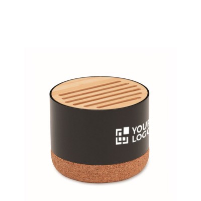 Kabelloser Lautsprecher mit Korkboden und Bambusdetails
