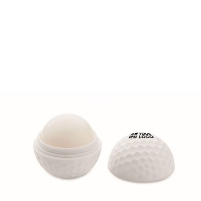 Lippenbalsam in Golfballform mit Vanillearoma, SPF10