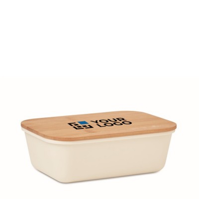 Firmen-Lunchbox mit Bambusdeckel Ansicht mit Druckbereich