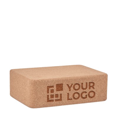 Yogablock aus Kork mit Logo bedrucken Farbe beige