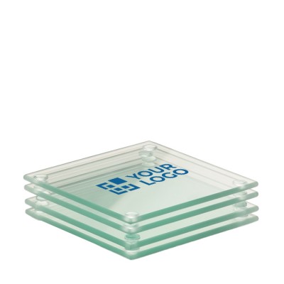 Vier Untersetzer aus recyceltem Glas Ansicht mit Druckbereich