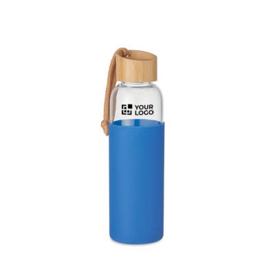 Thermosflasche aus Glas mit Bambusverschluss und Griff
