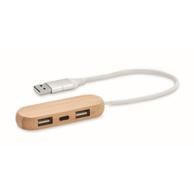 USB-Hub im Holzgehäuse mit 3 Anschlüssen