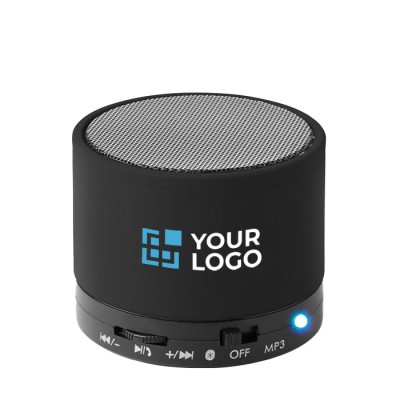Runder bedruckter Bluetooth-Lautsprecher Farbe schwarz